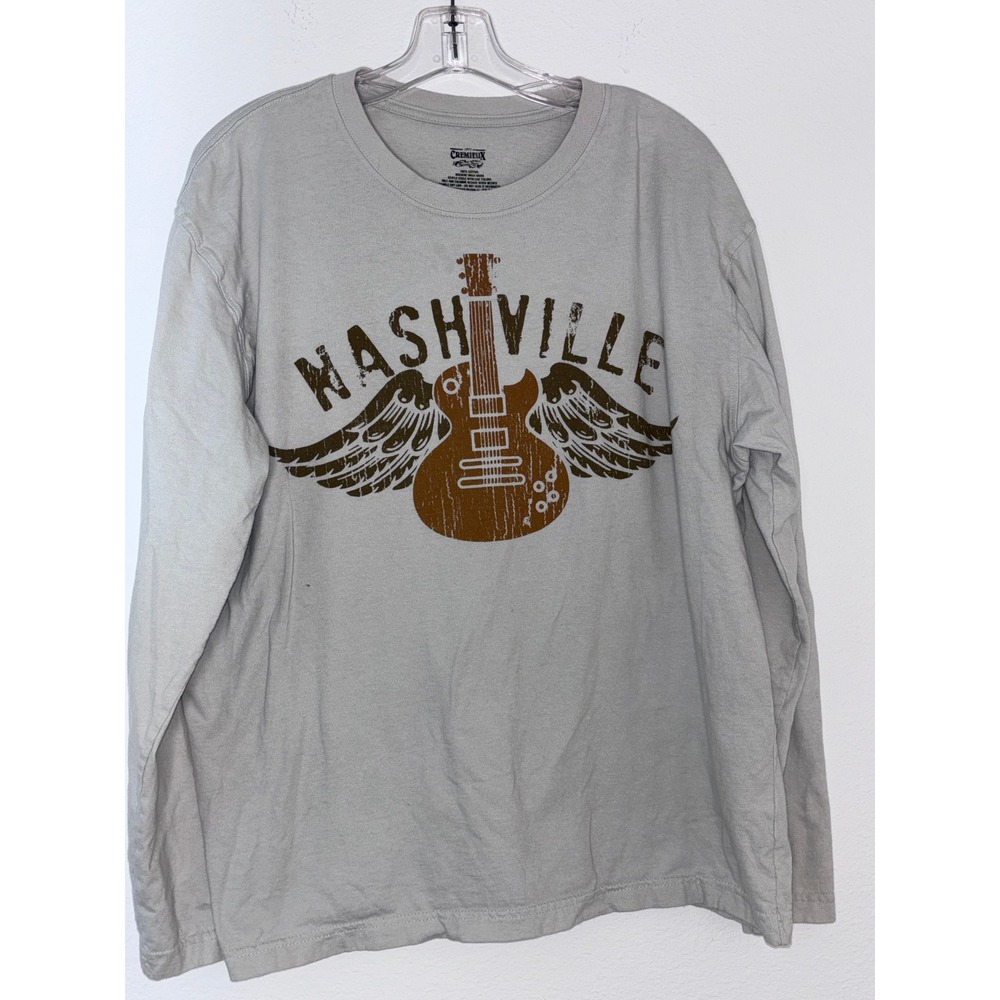Cremieux Mens Nashville Winged Guitar Graphic Long Sleeve T-Shirt Grey XL